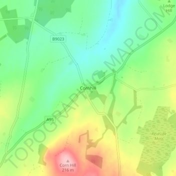 Carte topographique Cornhill, altitude, relief