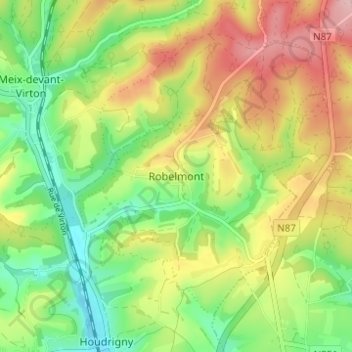 Carte topographique Robelmont, altitude, relief