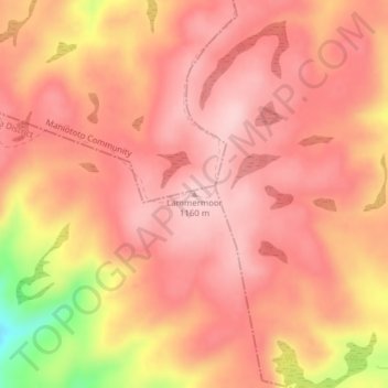 Carte topographique Lammermoor, altitude, relief