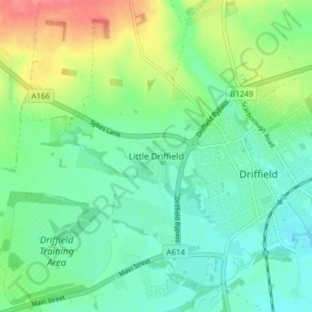Carte topographique Little Driffield, altitude, relief