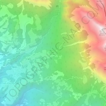Carte topographique Villaggio Col Pian, altitude, relief