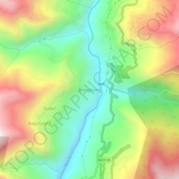 Carte topographique Bringbong, altitude, relief