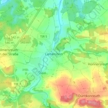 Carte topographique Liebenstein, altitude, relief