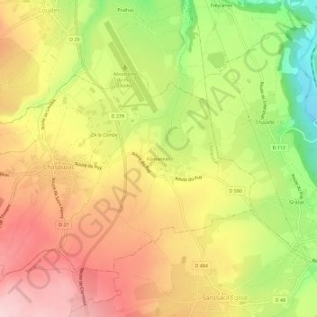 Carte topographique Fontannes, altitude, relief