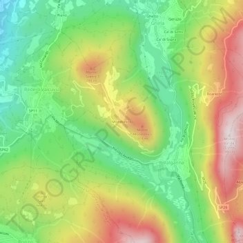 Carte topographique Mondonico, altitude, relief