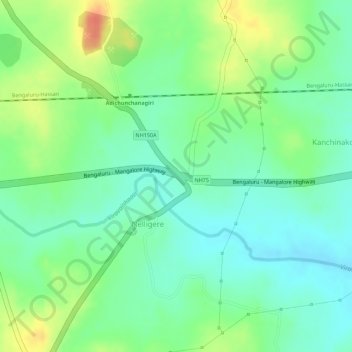 Carte topographique Bellur Cross, altitude, relief