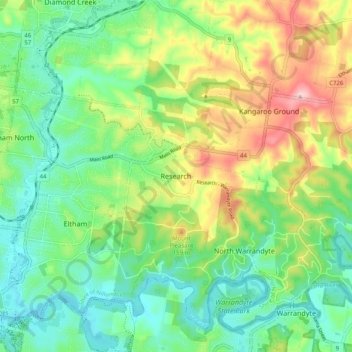 Carte topographique Research, altitude, relief