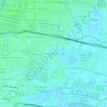 Carte topographique Tambak Sumur, altitude, relief
