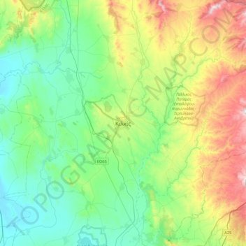 Carte topographique Kilkís, altitude, relief