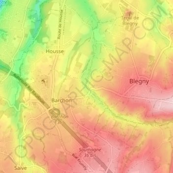 Carte topographique Booze, altitude, relief