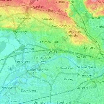 Carte topographique Eccles, altitude, relief