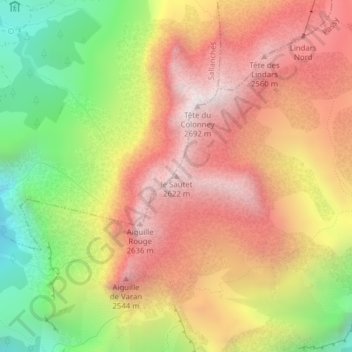 Carte topographique le Sautet, altitude, relief