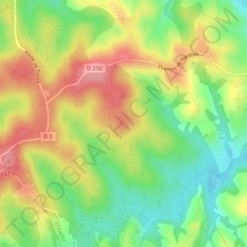 Carte topographique Hardoia, altitude, relief