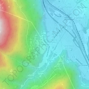 Carte topographique Montarlot, altitude, relief