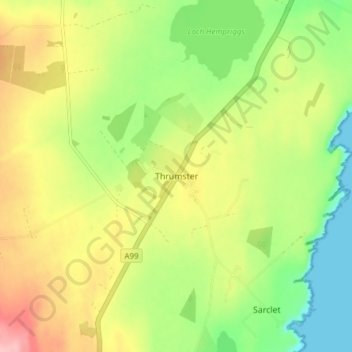 Carte topographique Thrumster, altitude, relief