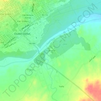Carte topographique Faidh Helal, altitude, relief