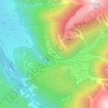 Carte topographique Höfle, altitude, relief