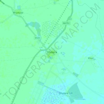 Carte topographique Dholera, altitude, relief