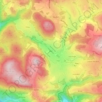 Carte topographique Bach, altitude, relief