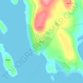 Carte topographique Ulsta, altitude, relief