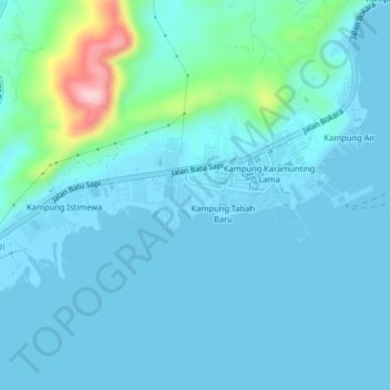 Carte topographique Kampung Lupak Meluas, altitude, relief