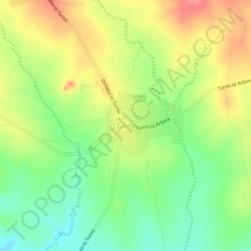 Carte topographique Turmi, altitude, relief
