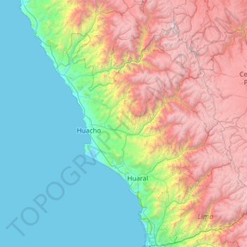 Carte topographique Provincia de Huaura, altitude, relief