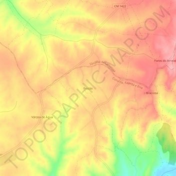 Carte topographique Frazão, altitude, relief