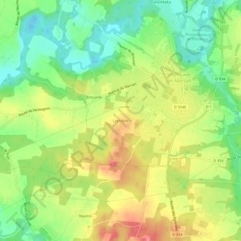 Carte topographique Leytoure, altitude, relief