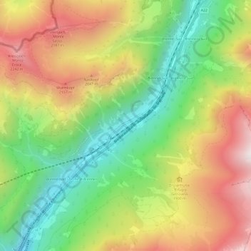 Carte topographique Brennerbad - Terme di Brennero, altitude, relief