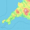 Carte topographique Cornwall, altitude, relief