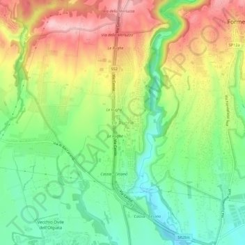 Carte topographique Le Rughe, altitude, relief