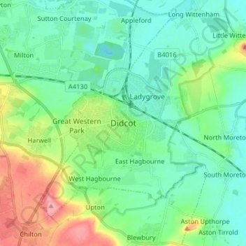 Carte topographique Didcot, altitude, relief