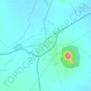 Carte topographique Chotila, altitude, relief