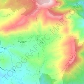 Carte topographique Langre, altitude, relief