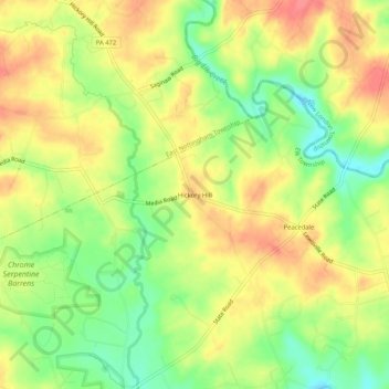 Carte topographique Hickory Hill, altitude, relief