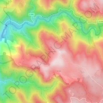 Carte topographique Le Villaret, altitude, relief
