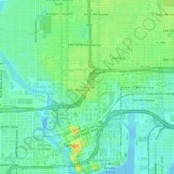 Carte topographique Oakridge, altitude, relief