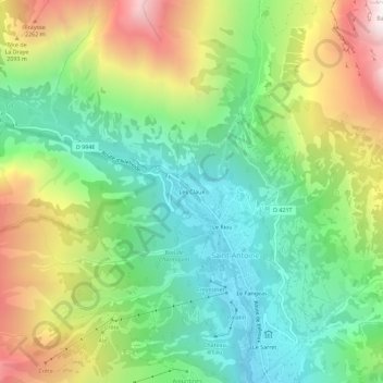 Carte topographique Les Claux, altitude, relief