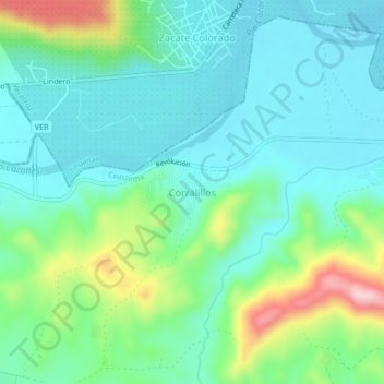 Carte topographique Corralillos, altitude, relief