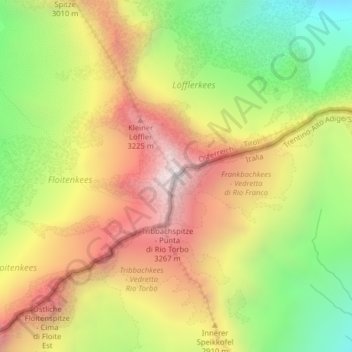 Carte topographique Großer Löffler - Monte Lovello, altitude, relief