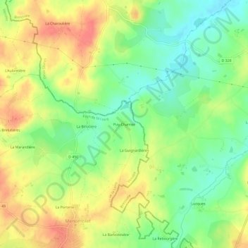 Carte topographique Puy-Charrier, altitude, relief