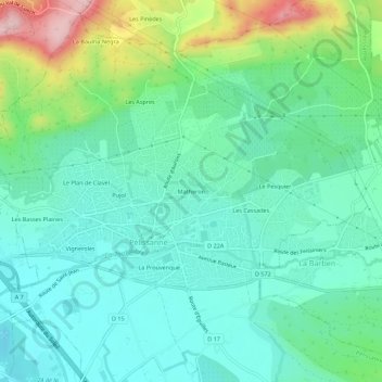 Carte topographique Matheron, altitude, relief