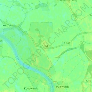 Carte topographique Graditz, altitude, relief