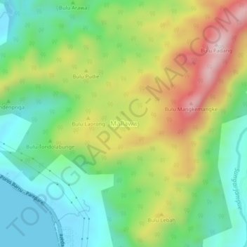 Carte topographique Mallawa, altitude, relief