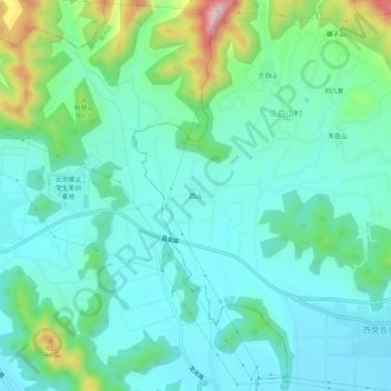 Carte topographique 西山, altitude, relief