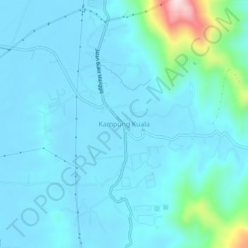 Carte topographique Kampung Kuala, altitude, relief