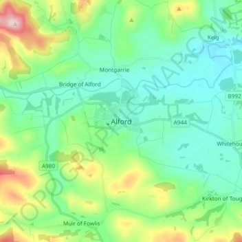 Carte topographique Alford, altitude, relief