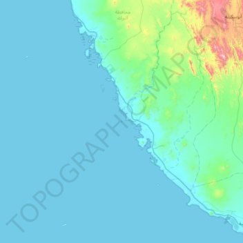 Carte topographique جزيرة أم القشع, altitude, relief