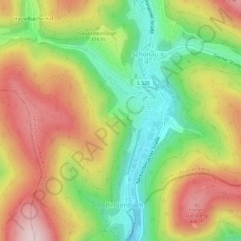 Carte topographique Dreitälerblick, altitude, relief